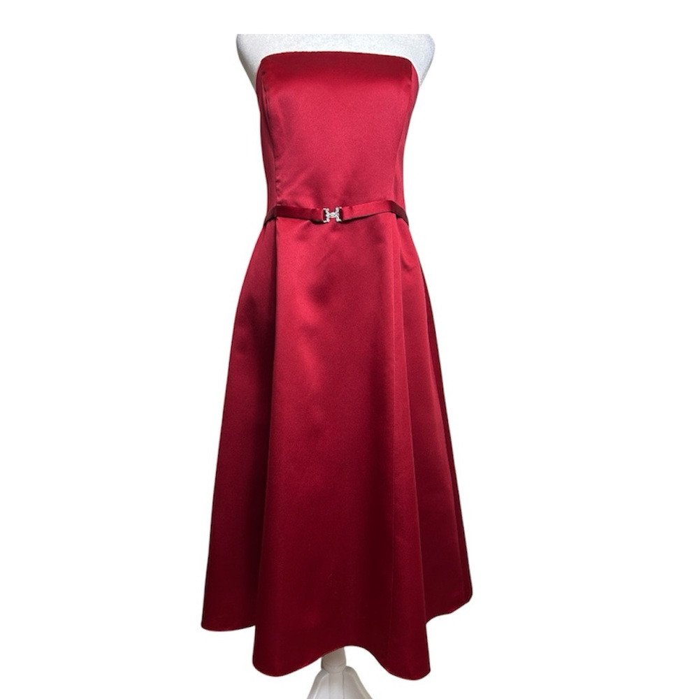 Michael Angelo Red Strapless Satin Dress – Style #8355 – Size 14